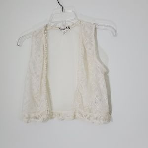 Knitworks Ivory Crocheted Lace Vest, Size 14